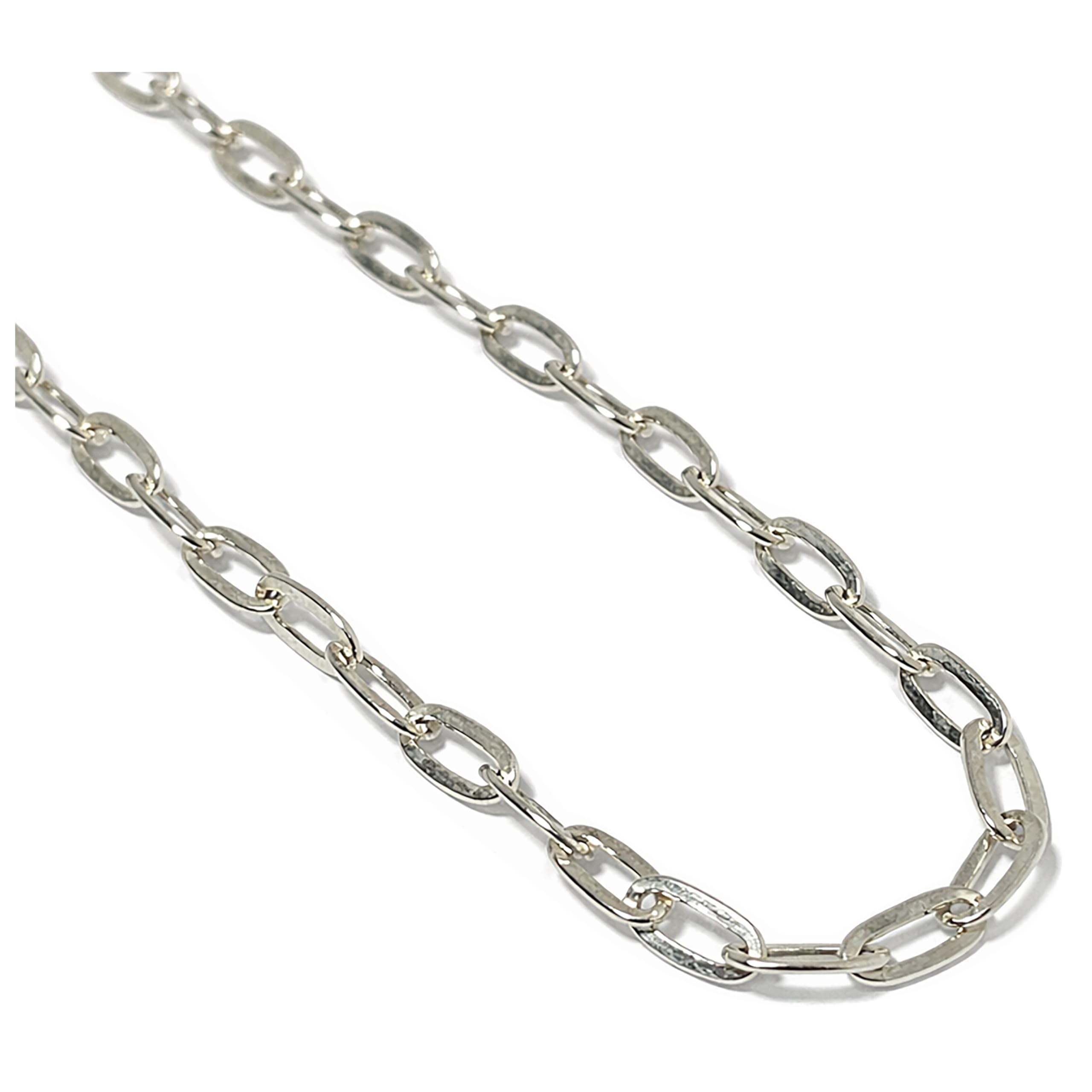 

SILVER925 Flat Azuki Chain, 3mm Wide, 40cm - 55cm Long Necklace, Azuki Chain, Silver, High Brightness, High Quality, Reflective Surface, Shiny,