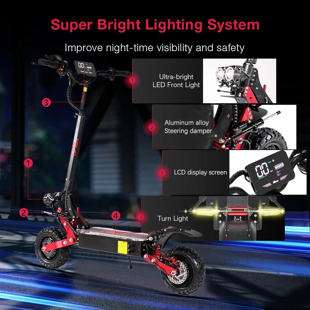 RS7 3800W 52V 38AH Dual Motor Euro Electric Scooter Maximum Speed 70-80km/h 11" Off-Road / On-Road Tyres LCD Display Escooter