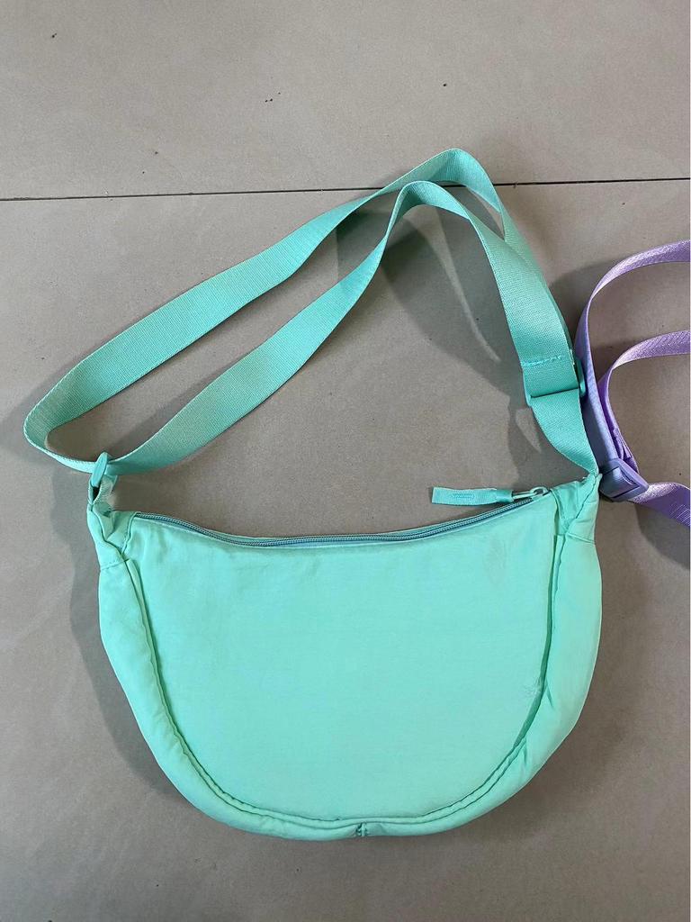 Summer 2025 Women's Waterproof Nylon Crossbody Bag - Solid Color Dumpling Style
