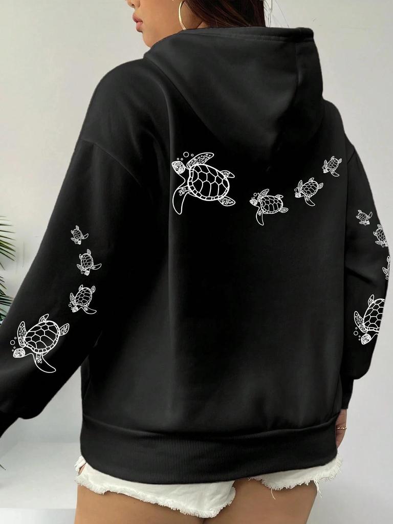Unisex European Style Sea Turtle Hoodie – Versatile, Funny Sweatshirt for Spring & Autumn