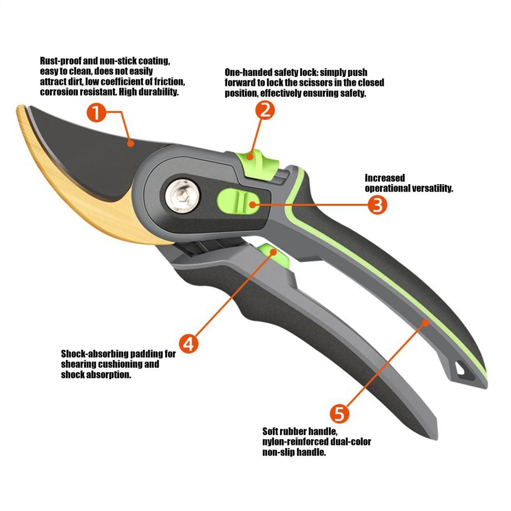 Garden Pruning Shears Ergonomic Non Slip Pruner Cutter Gardening Pruning Shears for Tree Plant Flower Branch Lawn Indoor Outdoor