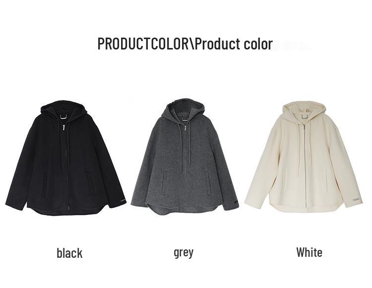 Plus Size Women's Slimming Double-Faced Wool Hooded Coat - Early Winter Casual Versatile Outerwear