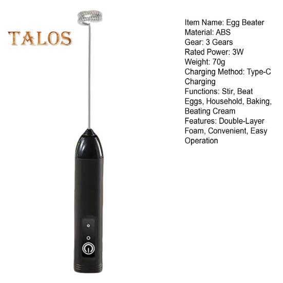 Handheld Milk Frother Wand for Coffee Electric Egg Beater Triple Speed Adjustment Rechargeable Drink Mixer for Home Baking Whisking Cream Frothing