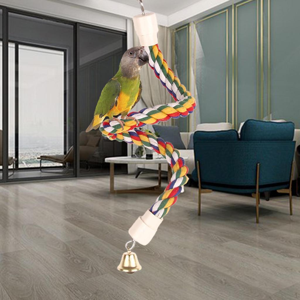 Posatoio in corda pieghevole per uccelli, Corda da arrampicata per pappagalli, per Canarino, Cacatua, Calopsitte,