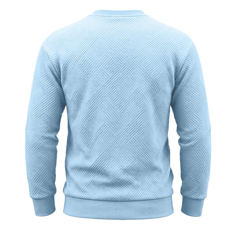 Men's Crew Neck Sweatshirt Long Sleeve Loose Fit Solid Color Autumn Winter Casual Thick Pullover Hoodie