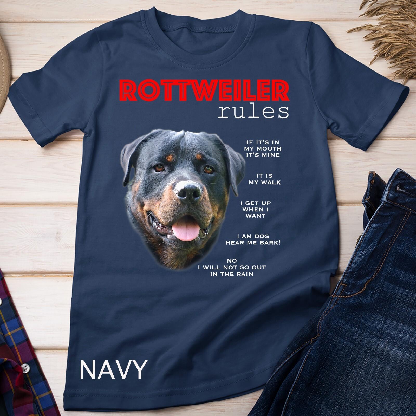 Funny Rules For The Owner Of A Rottweiler T-Shirt Mens Womens Tees Top Unisex T-Shirt Mens Womens Tees Top 3XL