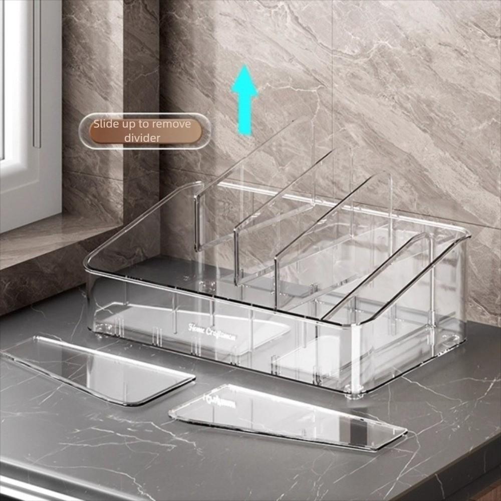 Plastic Compartment Holder Transparent Makeup Holder New Storage Rack Desk Organizer