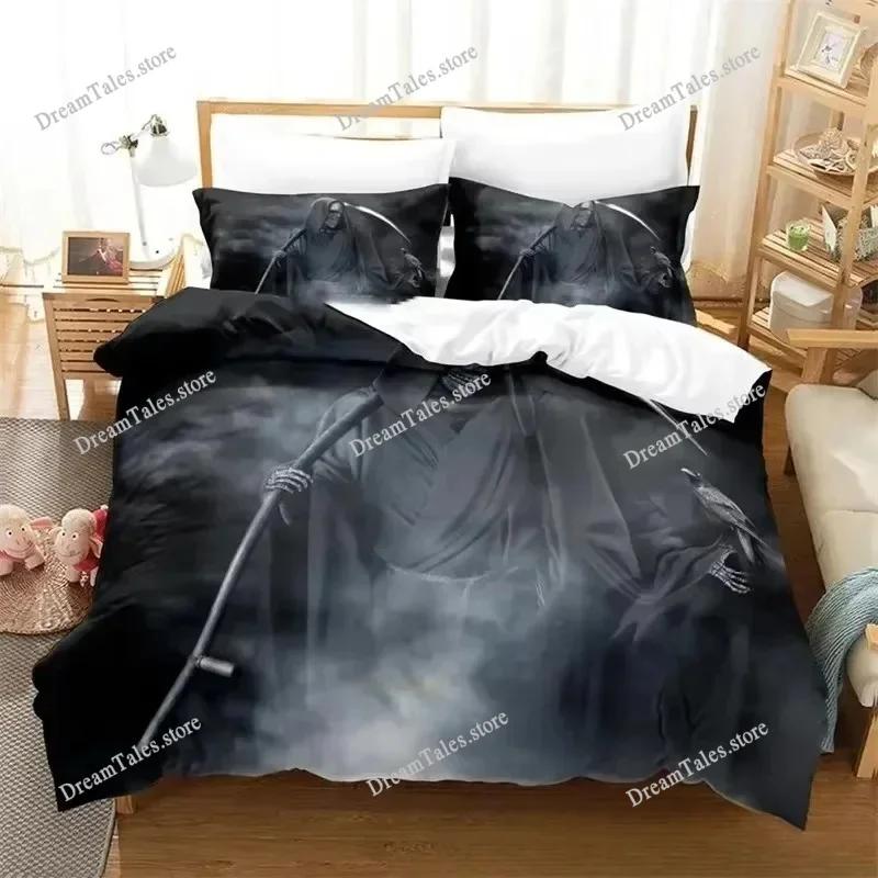 Dark Grim Reaper Bedding Set Single Twin Full Queen King Size Bed Set Adult Kid Bedroom Duvet Cover Sets 3D Anime Luxury Gift741