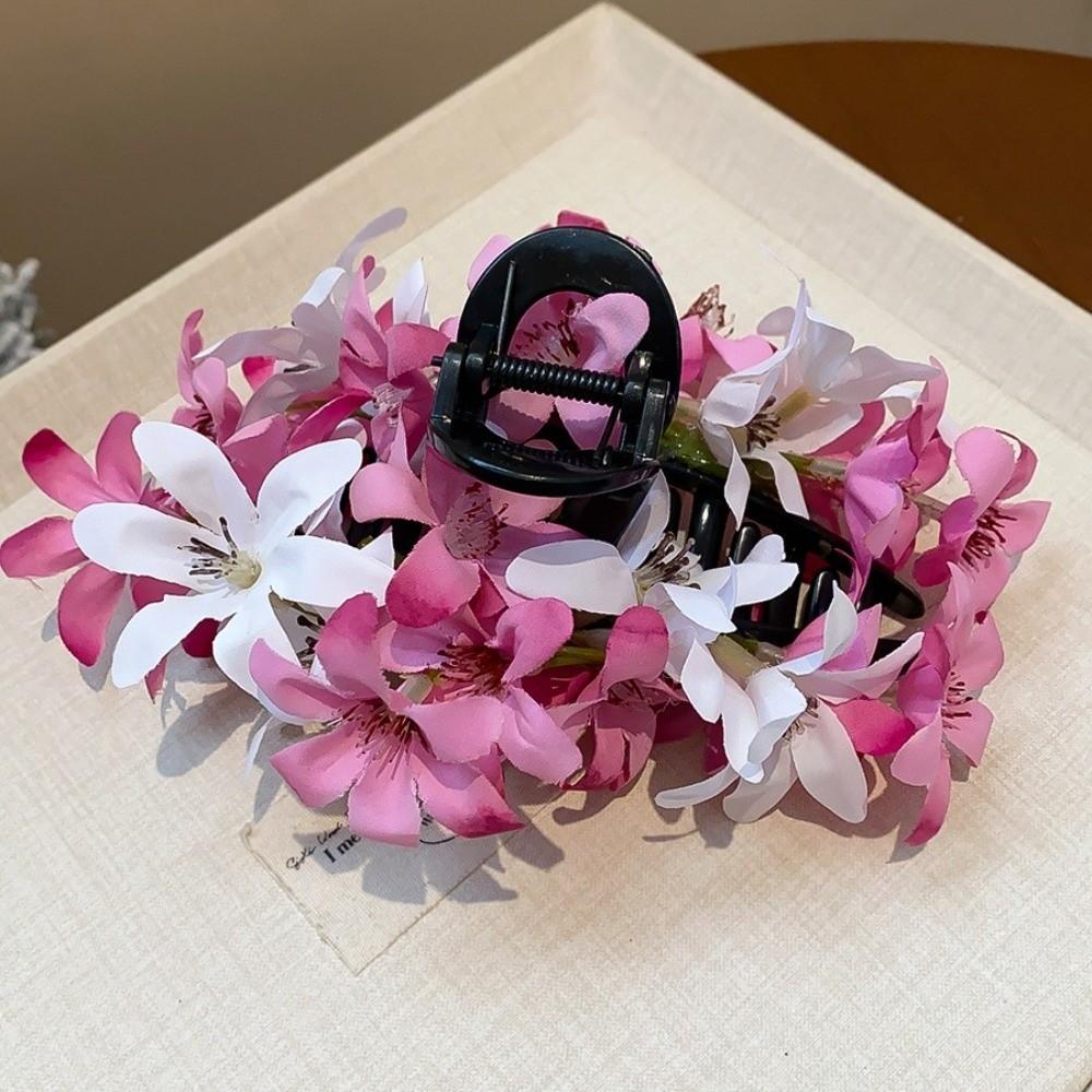 Exquisite Acrylic Flower Hair Claw Colorful Cloth Large Shark Clip Korean Style Headdress Hair Crab Clip Party
