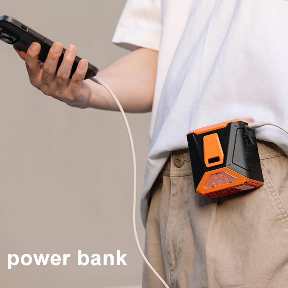 Mini Cooling Fan Rechargeable Belt Clip Fan 9000mAh Wearable Personal Fan LED Emergency Light for Outdoor Hiking Climbing Sports