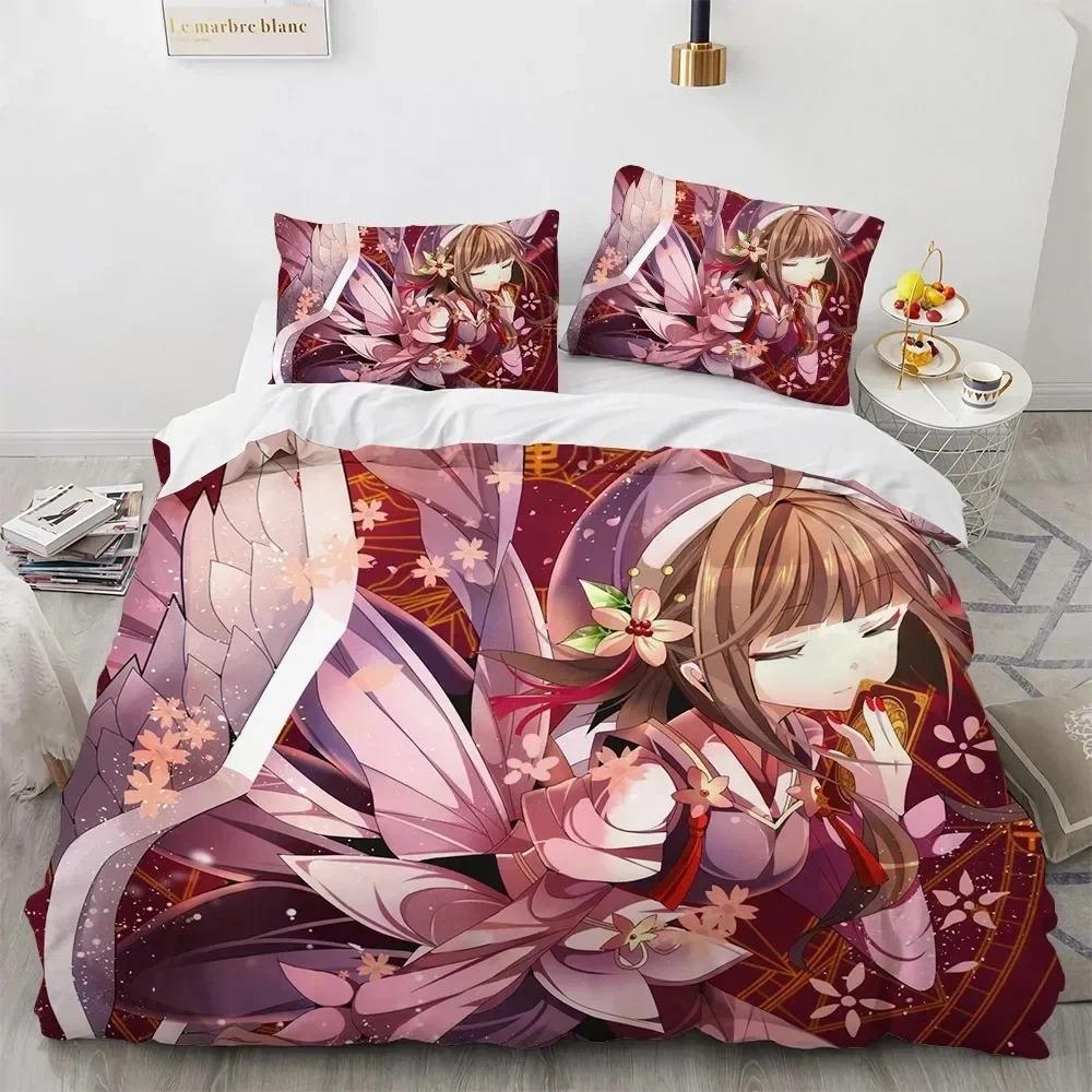 Comforter Card Captor Sakura Bedding Set 3D Printing Anime Girl Decoration For Children'S Room Queen King Size