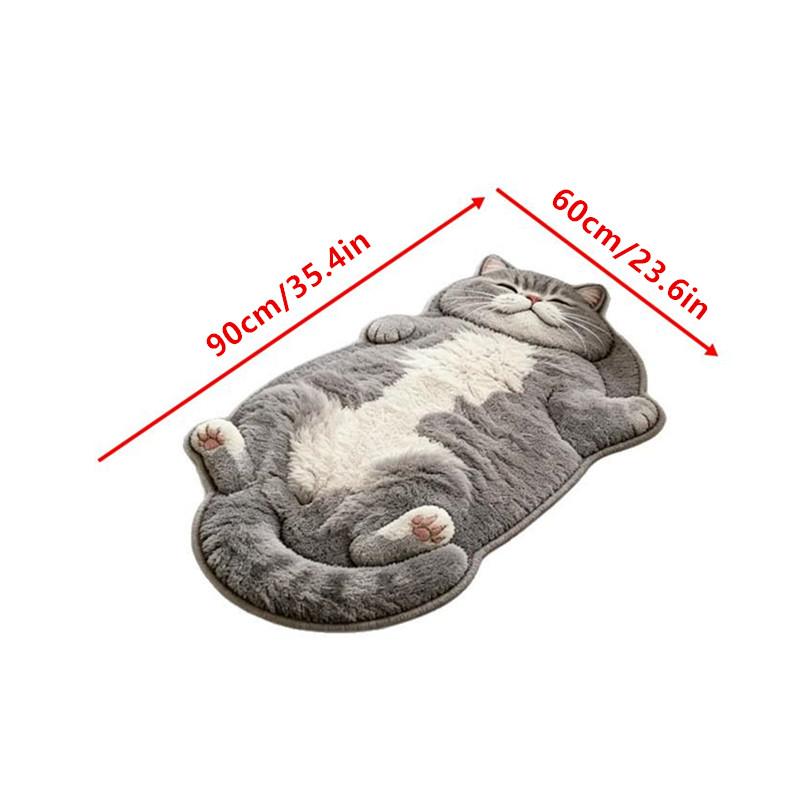 Cat Shaped Plush Area Rug Adorable Soft Fluffy Floor Mat for Bedroom Bedside Playroom Cat Lover Home Decor
