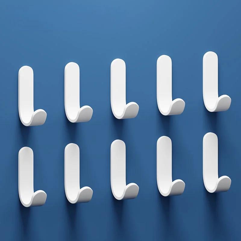 5/10pcs Stainless Steel Self-Adhesive Hooks Waterproof Sticky Hooks Hanging Bathroom Towel Keys Kitchen Bathroom J-type Hook