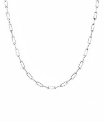 Alleun Silver 925 Square Chain Long Clip Bold Necklace