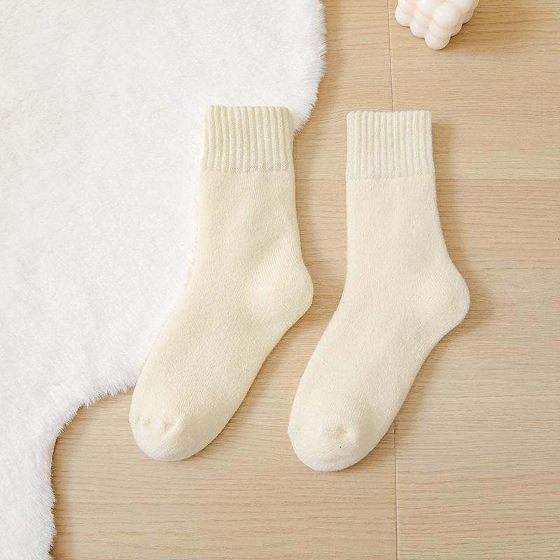 Women's Terry Fluffy Mid-Calf Socks - Thick, Warm, Imitation Cashmere for Autumn & Winter Versatility