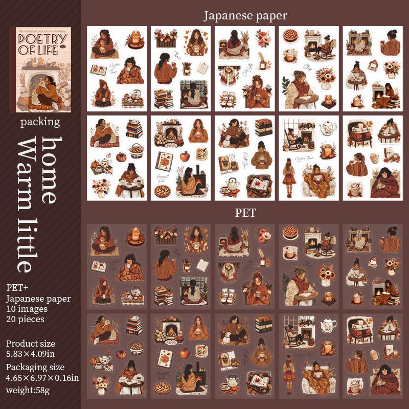 Poetic Life Series Vintage Character Landscaping Sticker Book Creative DIY Journal Material Collage Scrapbook Stationery