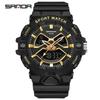 SANDA 3150 TPU Material Watches for Men Digital-Analog Dual Movement Fashion Sport Style Multi-functional Men's Waterproof Watch