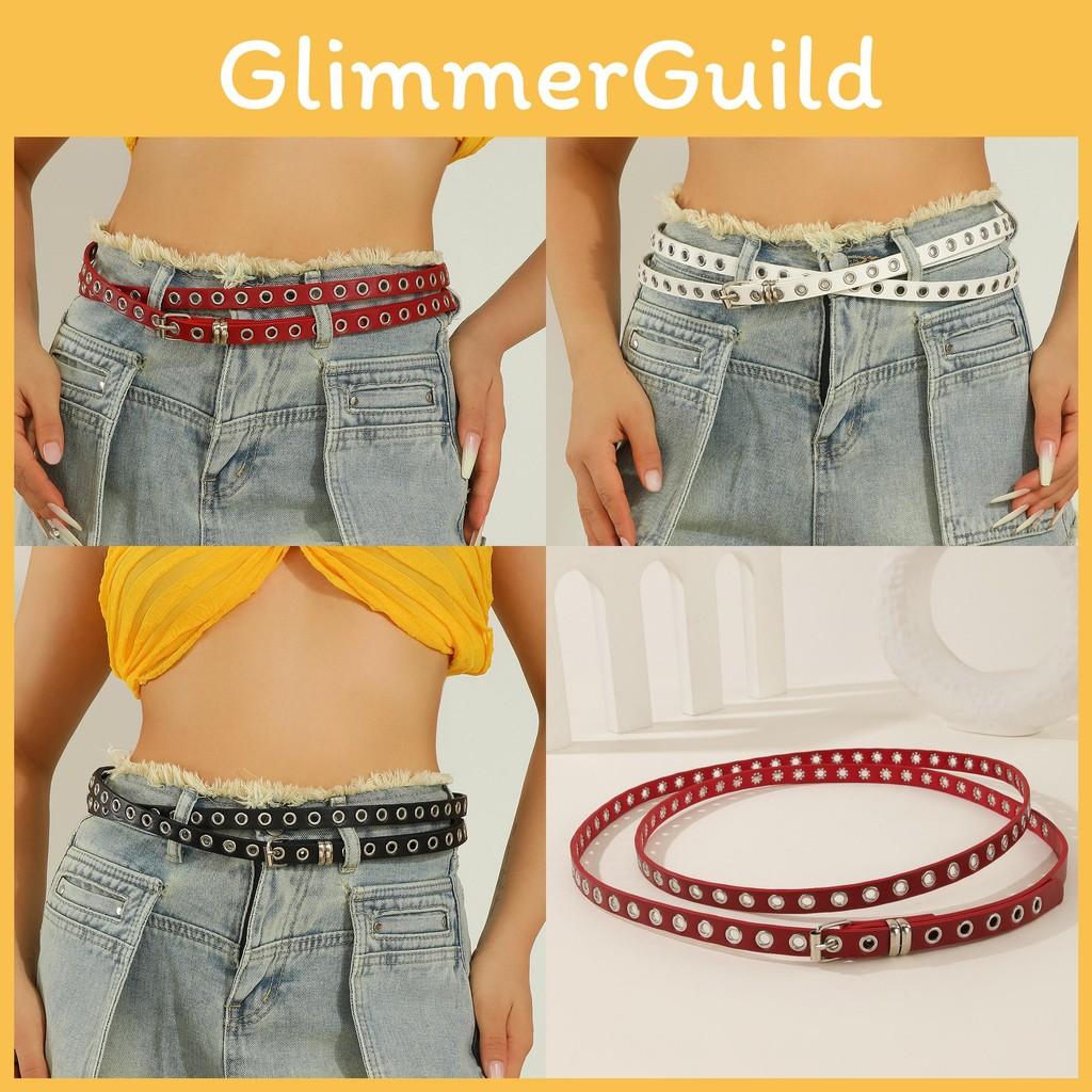 Fashionable Solid Color Porous Design Women Slim Waist Belt For Daily Wear