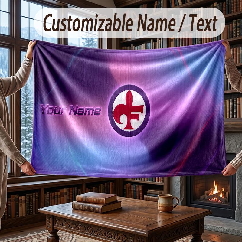 Custom Name Flannel Throw Blanket Fiorentina FC Pattern Warm Home Decoration