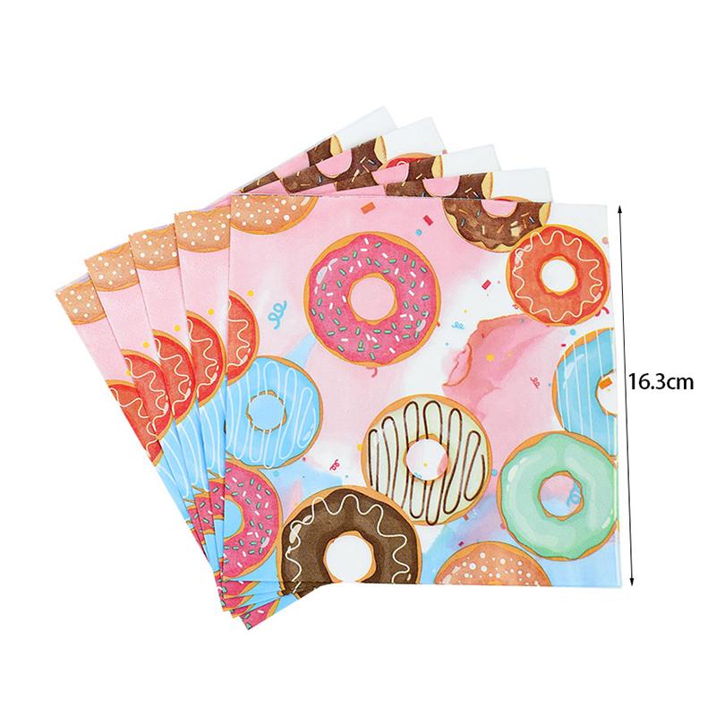 Donut Party Disposable Tableware Set Paper Plate Cup Tablecloth Kids Girls 1st Birthday Party Decoration Supplies Baby Shower