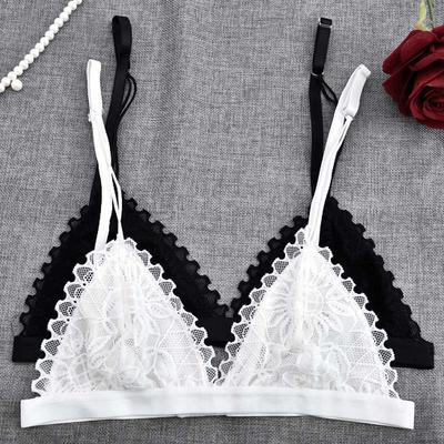 Reggiseni Sexy Scollatura Profonda Pizzo Floreale Lingerie Sexy da Donna Top Push-Up Senza Ferretto Bralette Morbida Triangolo Francese Biancheria Intima Sottile