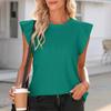 Women Solid Color Waffle Crew Neck Loose Short Sleeve Casual T Shirt Top
