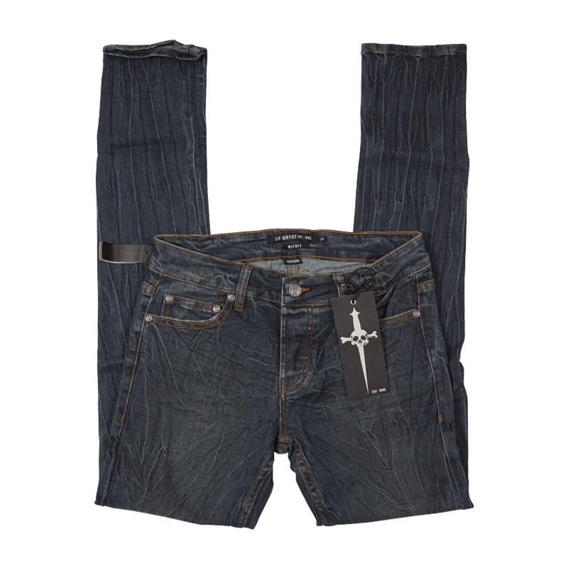 LIP SERVICE МУЖСКАЯ ДЖИНСОВАЯ ФУТБОЛКА ЦВЕТ ИНДИГО СТИЛЬ NEEDLE FIT M64-443 Унисекс S