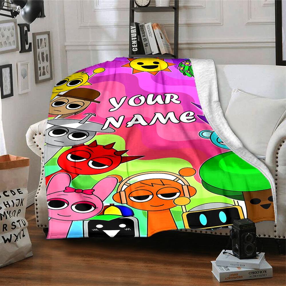 Customizable SPRUNKI2 Throw Blanket – Personalized Name, All-Season Cozy Snug Blanket, Machine Washable, Personalized Blanket