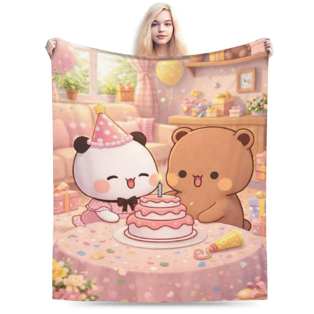 Cute Bear Bubu Dudu Fleece Blanket Novelty Throw Blankets For Home 150*125Cm Plush Thin Quilt