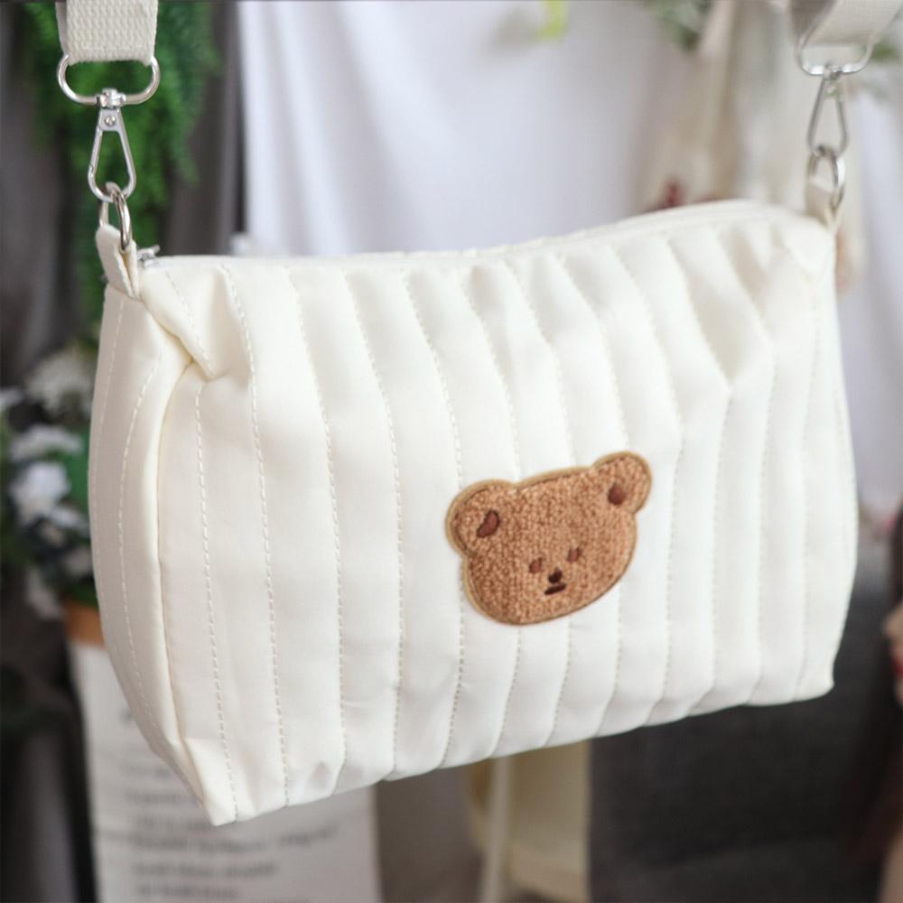 Quilted Cotton Stroller Organizer Bag Bear Mommy Bag Reusable Pram Storage Bag  Baby Stroller Pouch