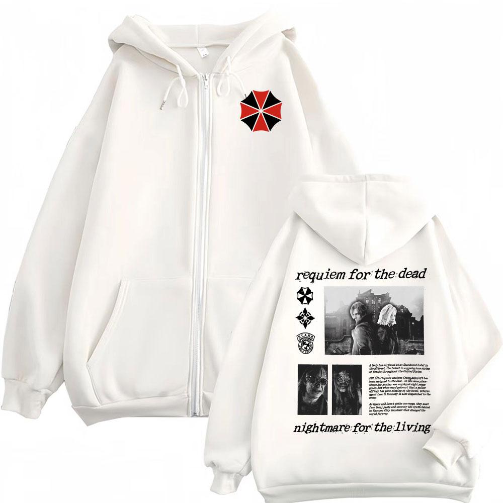 Resident Evil 9 Requiem Zip Up Hoodie Fashion Violence Aesthetic Jacket Sweatshirt Coats Men  Zipper Hooded