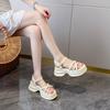 Fashion CRLAYDK Women's Sandals Strap Slide Platform Casual Beach Wedge Leather Outdoor for Summer Ladies Walking Travel Slippers