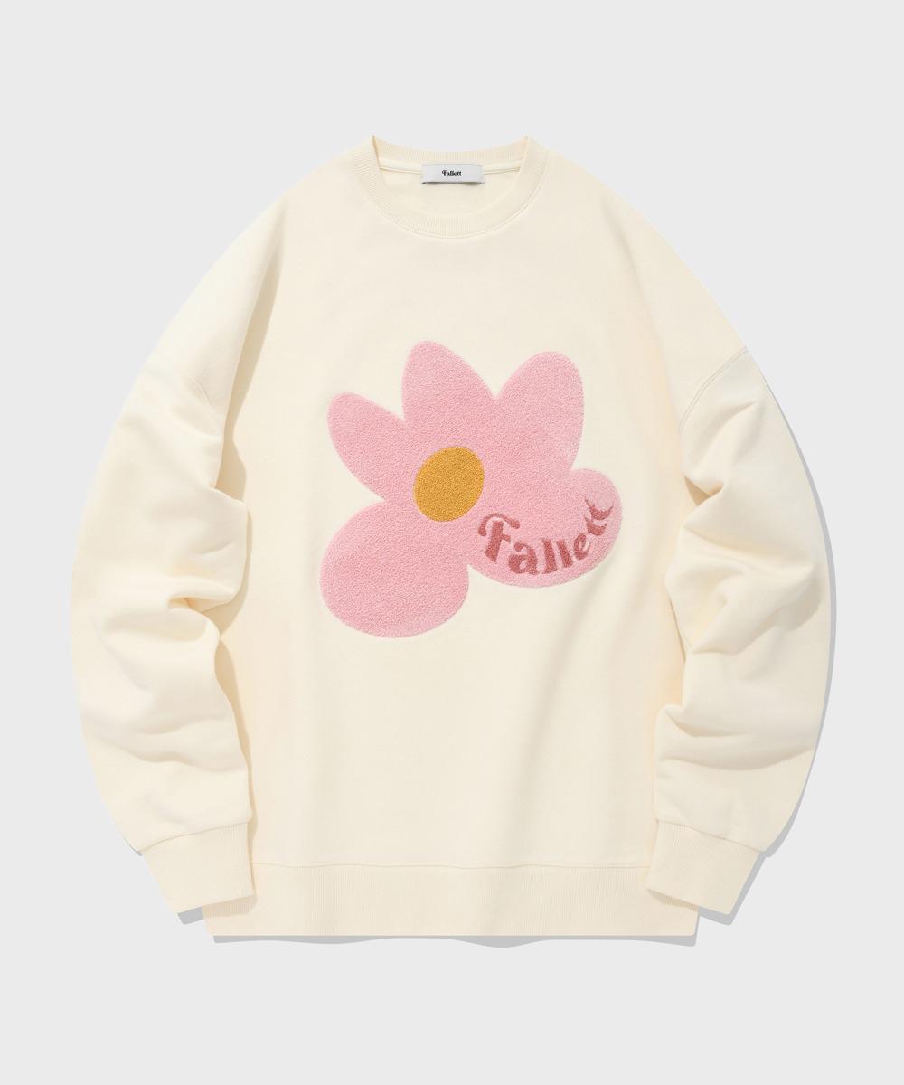 Свитшот с цветочным узором Boucle на паллете, цвет слоновой кости Ivory/Xl