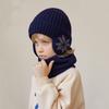 2Stk/Set Ohrenschutz Kinder Hut Schal Set Warmer Strickschal Mütze Ohrenschutzkappe Jungen Mädchen