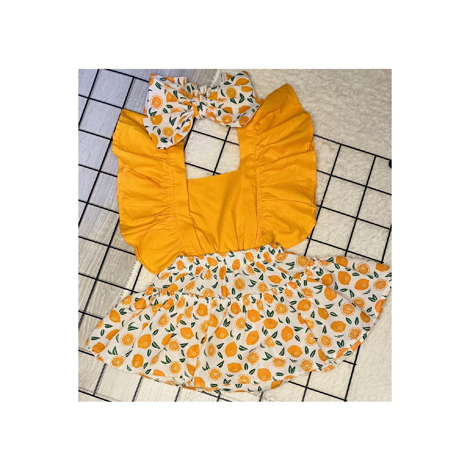 

Оранжевый комплект банданы с оранжевым рисунком для девочки для девочки 0-3 AY