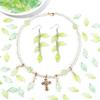 50Pcs Green Transparent Leaf Glass Beads Charms 9.5X20mm Loose Spacer Beads For Jewelry Making DIY Bracelet Earrings Accessories