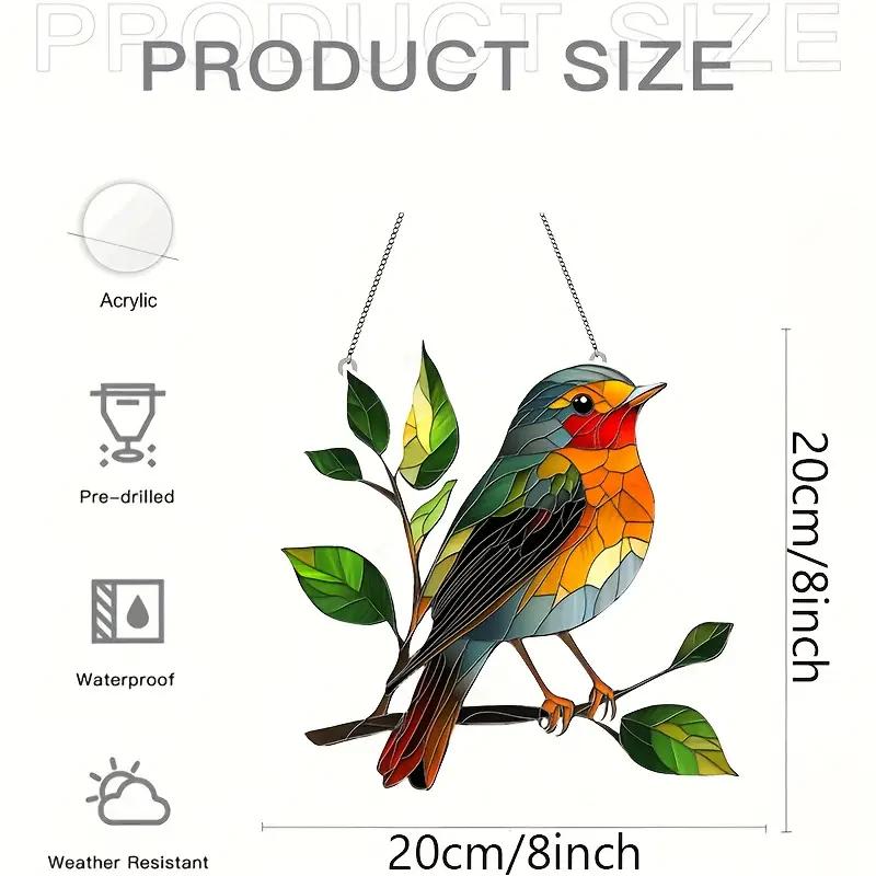 Cute Charming Cardinals Suncatcher Stained Glass Effect Hanging Window Ornament  Windows Gardens or Indoor All Season Decoration