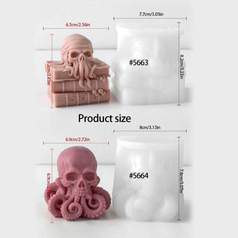 Silicone Halloween Skull Octopuses Mould For Candle Craft Decorations