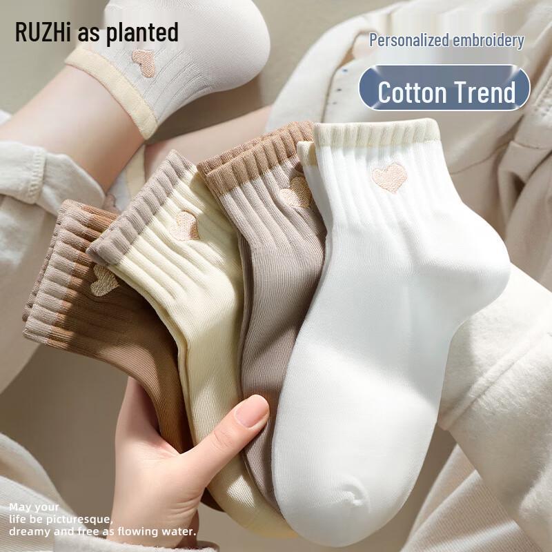 Women s 100% Cotton Anti-odor Heart Embroidery Short Socks One Size