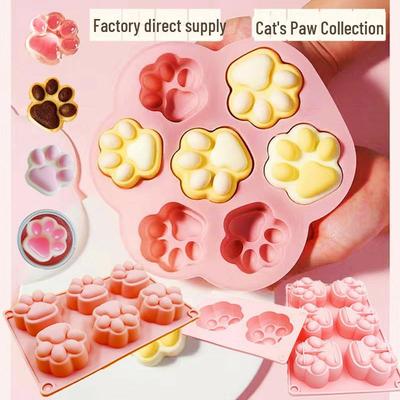Cartoon Cat Paw Silicone Cake Mold - Food Grade, Creative Mooncake & Jelly Tray