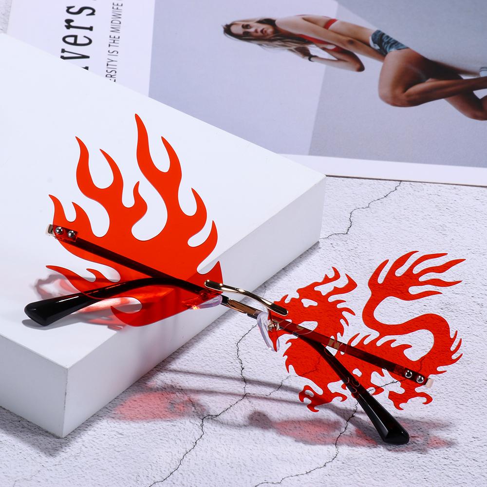 Occhiali da sole a forma di drago e fenice per donna Occhiali da sole senza montatura Occhiali da sole senza montatura colorati Occhiali da sole alla moda Occhiali da sole UV400
