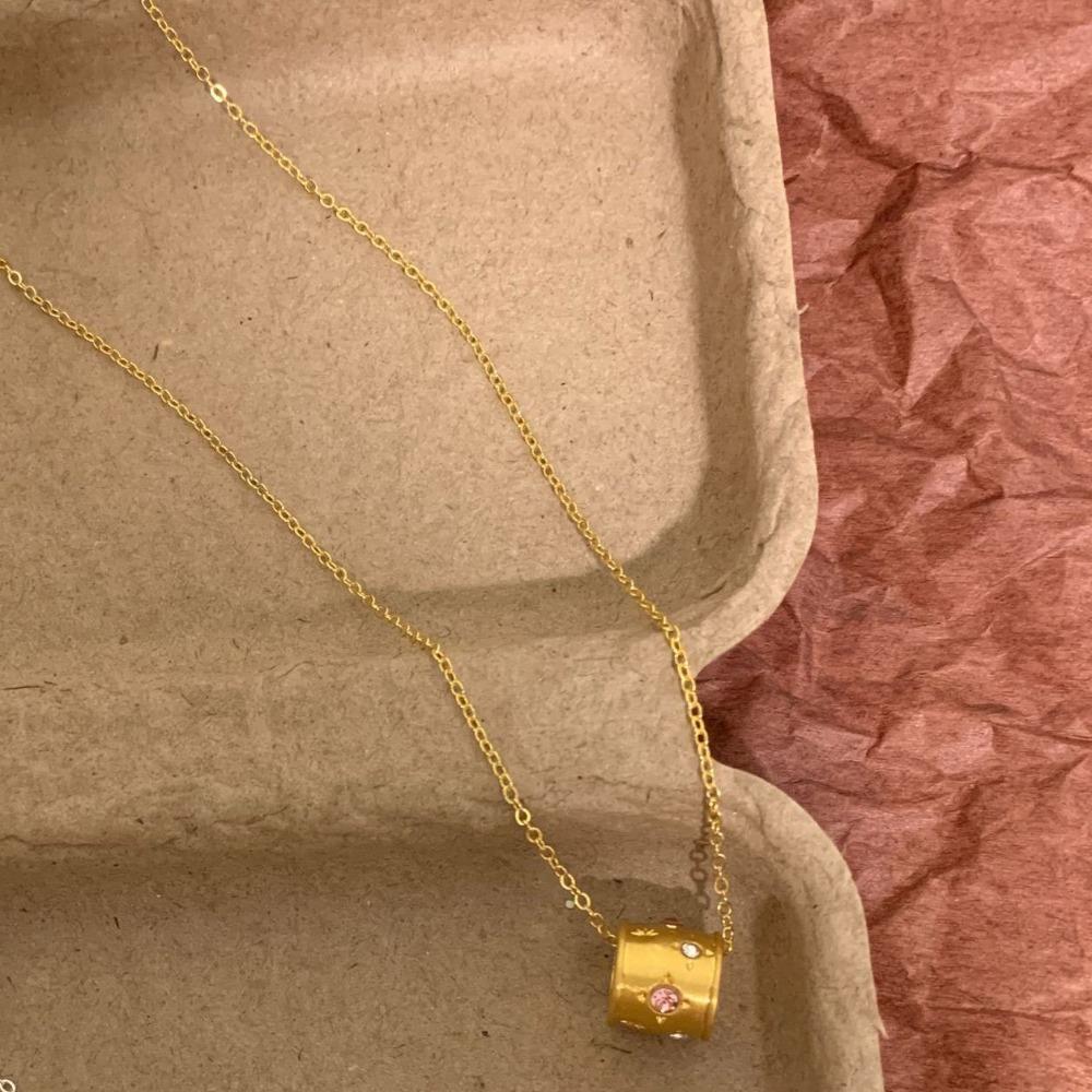 

Zinc Zinc Alloy Solid Circle Pendant Necklace Choker Exquisite Neckchain Retro Clavicle Chain Wedding золотой