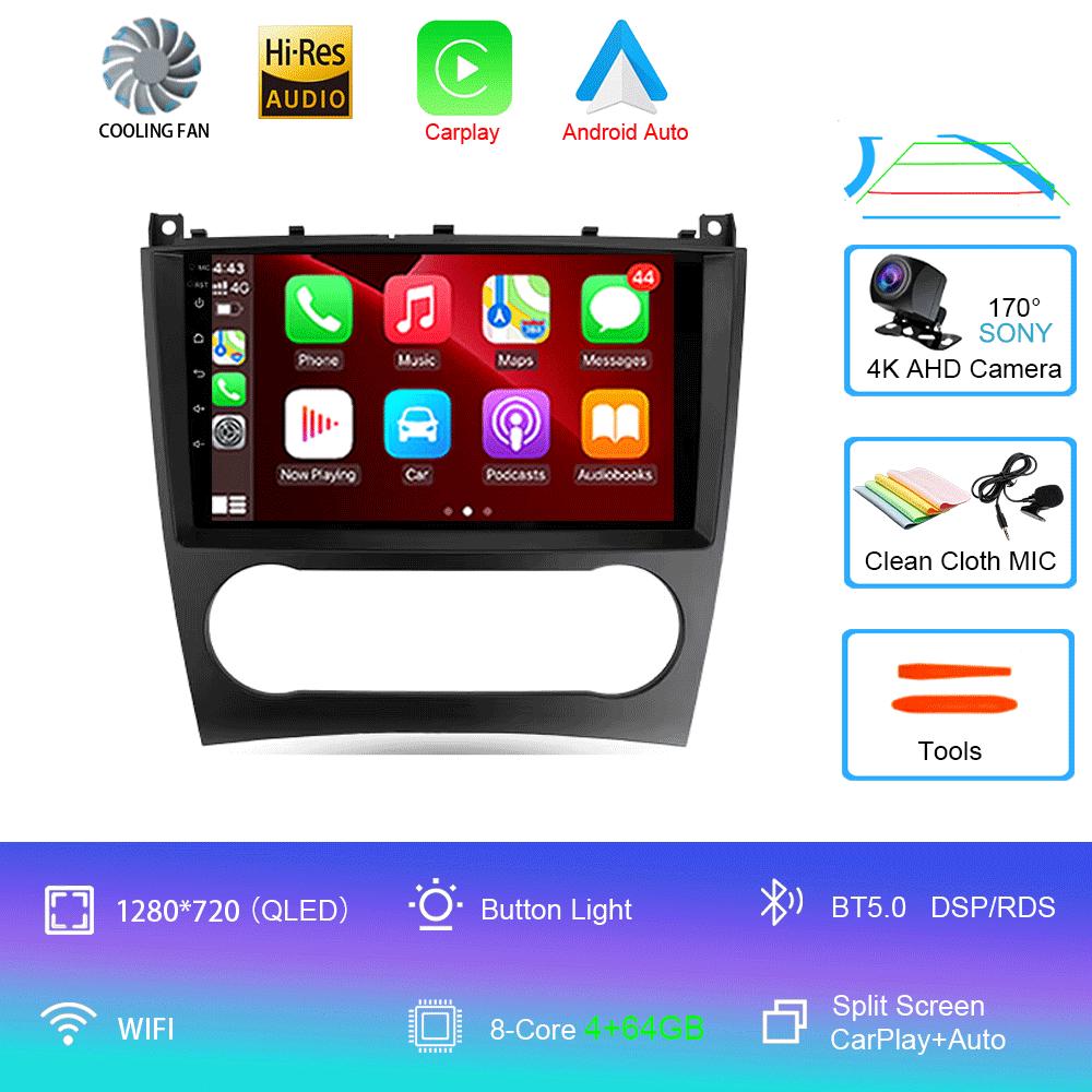 Radio auto Android 14 Carplay pentru Benz W203 W209 C180 C200 C220 C230 2004 - 2011, navigație GPS, player multimedia, wifi + 4G BT Auto