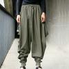 Pantaloni Harem Cavallo Basso Monocolore Coulisse Vintage Vita Media Caviglia Legata Larghi per Performance