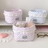 Large Capacity Quilted Storage Basket Polka Dot Pattern Desktop Organizer Box