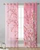 Pink Cherry Blossom Flowers Butterfly Sheer Curtains for Living Room Decoration Window Curtains Kitchen Tulle Voile Curtains
