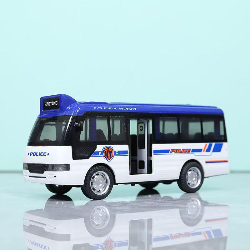 Children s Double-Decker Bus Toy: Convertible Police/Sightseeing Model with Openable Doors, Sound, Light & Inertial Motion