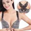 Simple Solid Butterfly Pattern Bra, Comfy & Breathable Buckle Front Underwire Push Up Bra, Women's Lingerie & Underwear