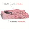 Pink Peach Blossom Pattern 3D Printed Duvet Cover With Beautiful Style Bedding Set, Soft And Comfortable Duvet Cover Pillowcase