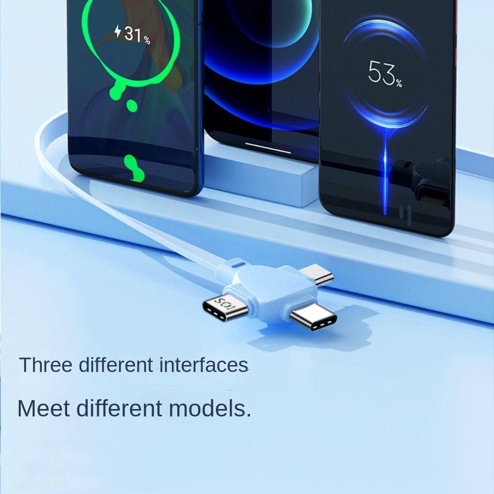 Micro USB/ Type C/IOS 3 in 1 Retractable Data Cable Telescopic Charging Cable  Data Transmission